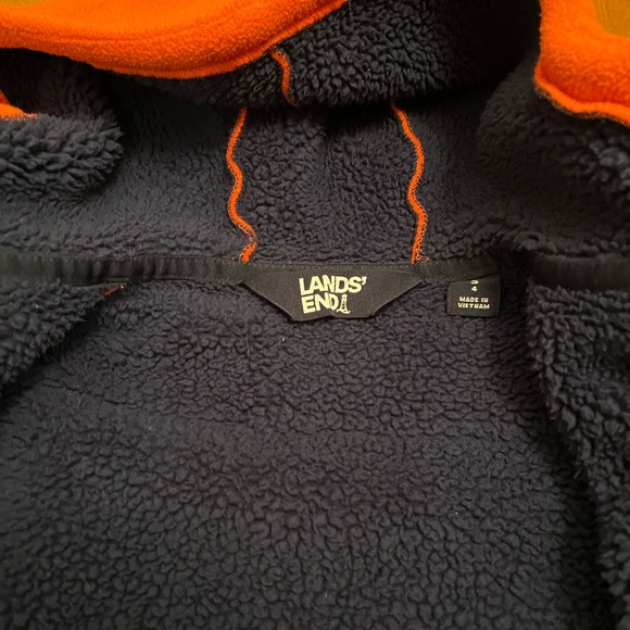 Orange Lands End fleece coat- size 4 kids. Pre owned good condition. - Picture 6 of 7